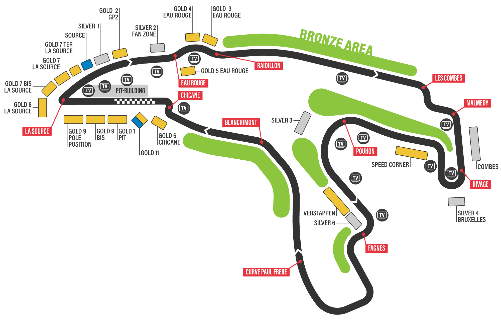 Circuitkaart Spa-Francorchamps | F1 Grand Prix van Spa 2024 | België | Officiële tickets | F1Spa.com