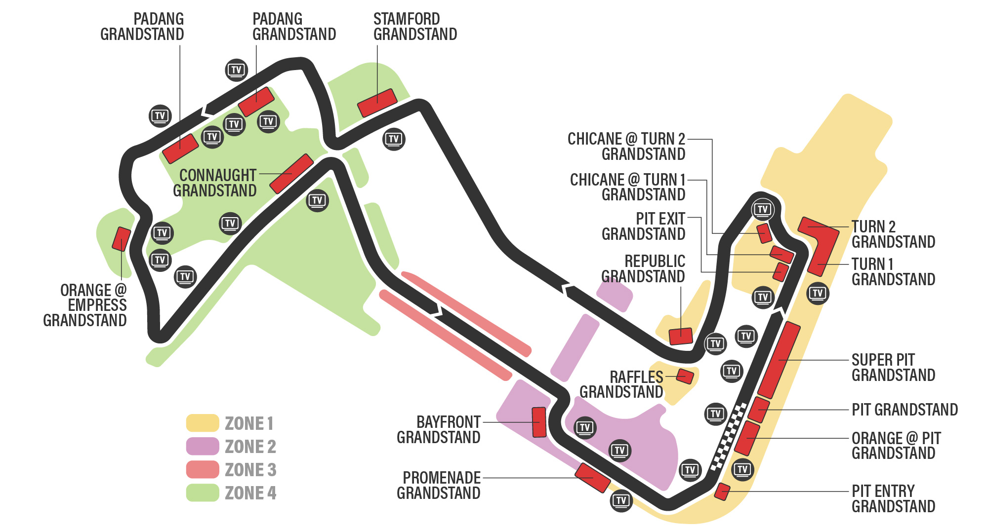 滨海湾街道赛道地图 | 新加坡F1大奖赛2024 | 官方门票 | F1-singapore.com